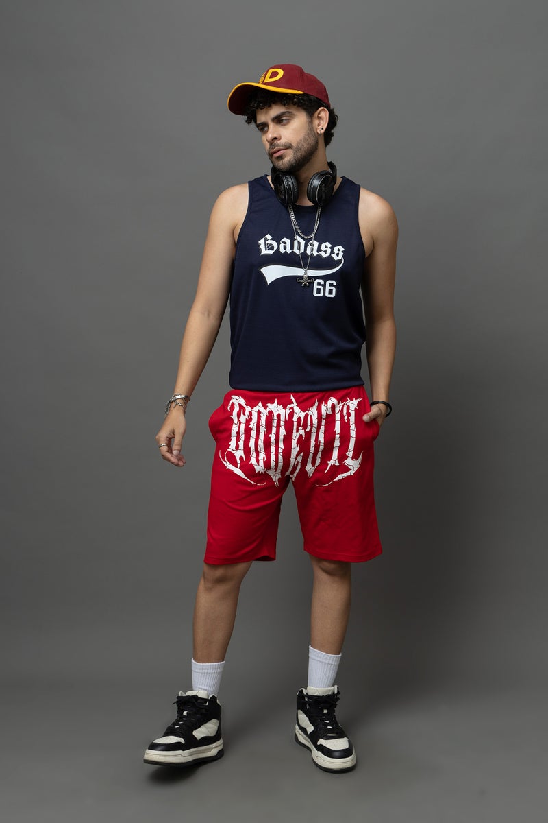Go Devil Printed Red Shorts For Men - Image 4